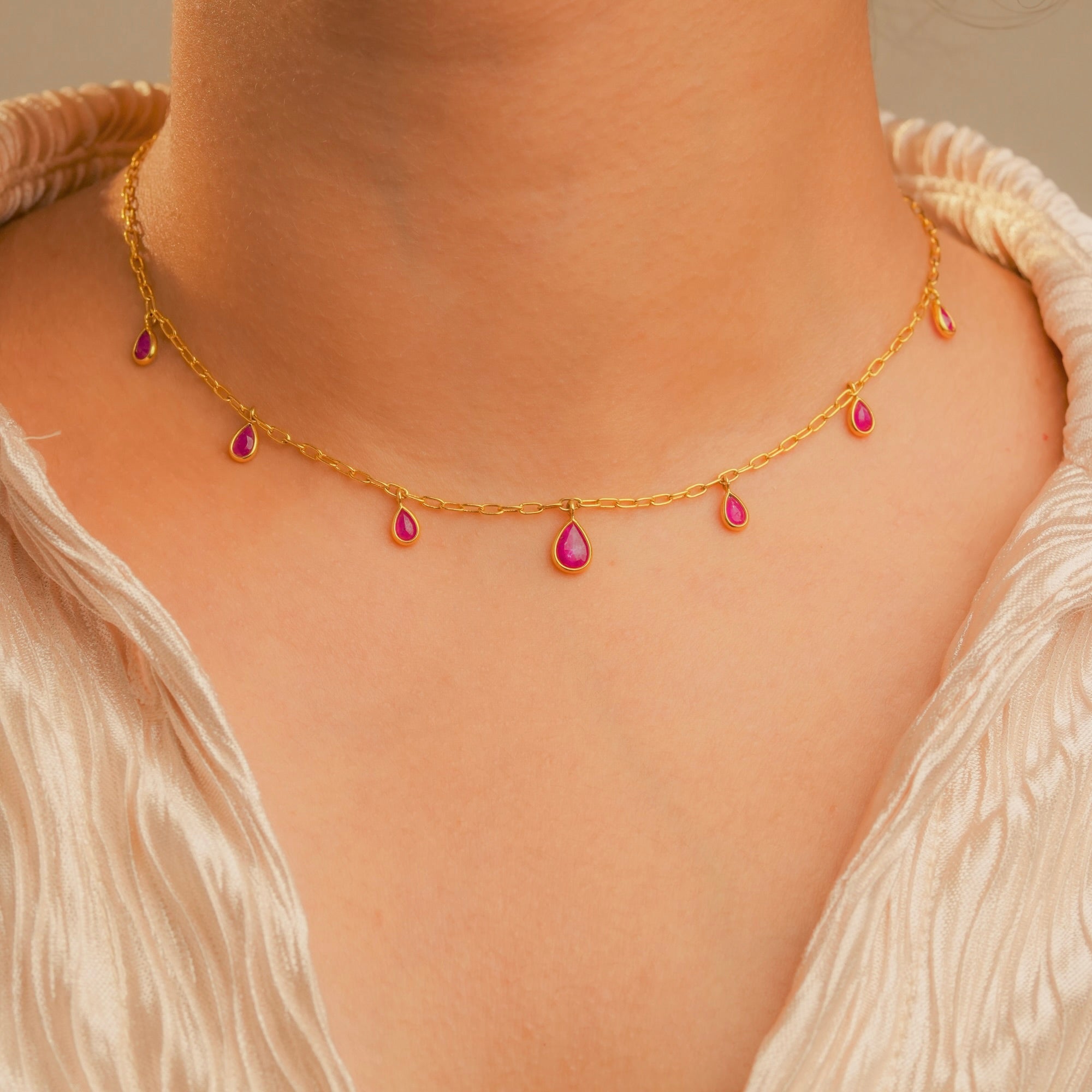 Shop Online IHA Fine Jewellery Ruby Pear Charm Choker – New Collection