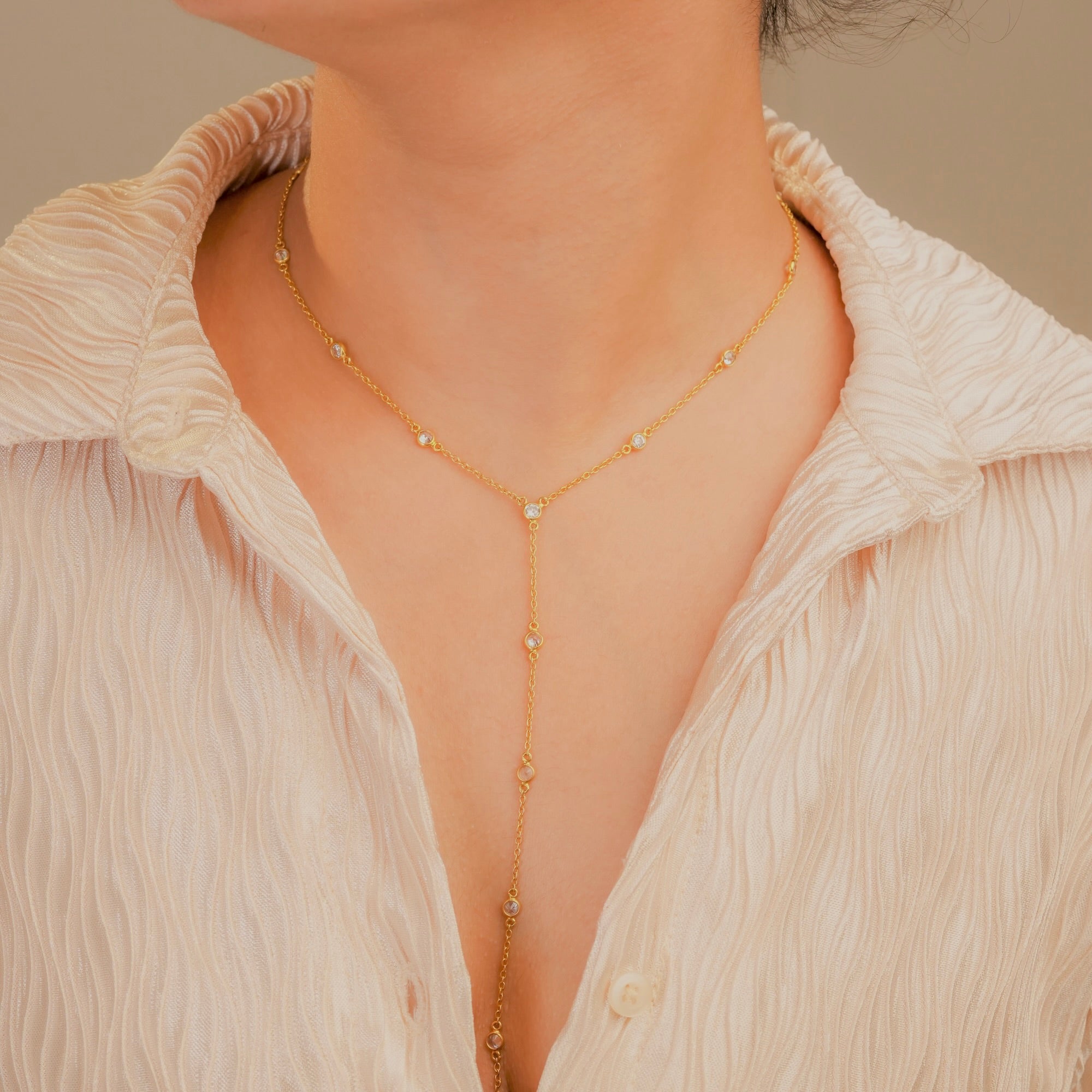 IHA Fine Jewellery Minimal CZ Y Chain Necklace shop


