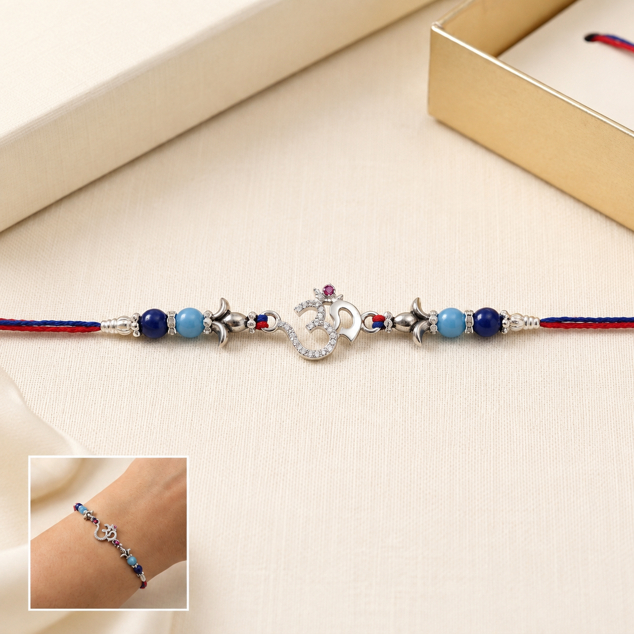 Om Blessings Pure 925 Sterling Silver Rakhi