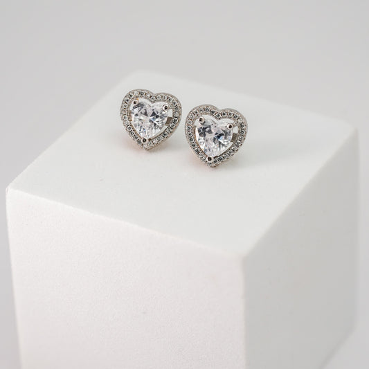 Silver Heart Petite Studs