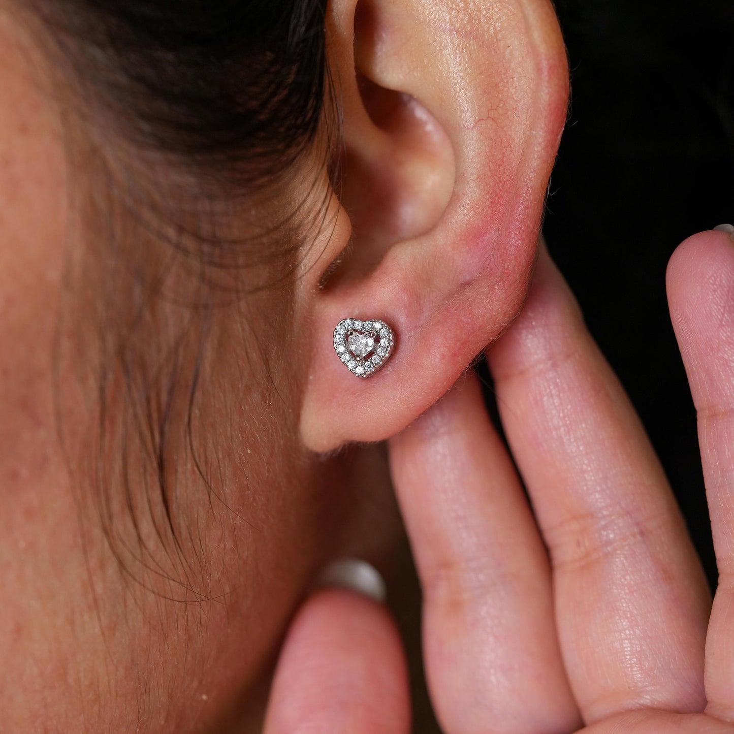 Silver Heart Petite Studs