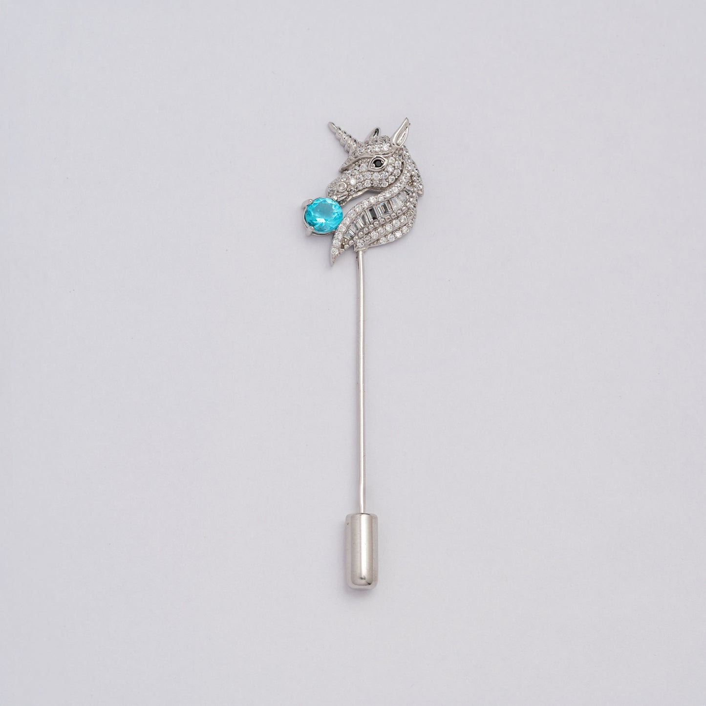 Unicorn Lapel Pin with Blue Stone