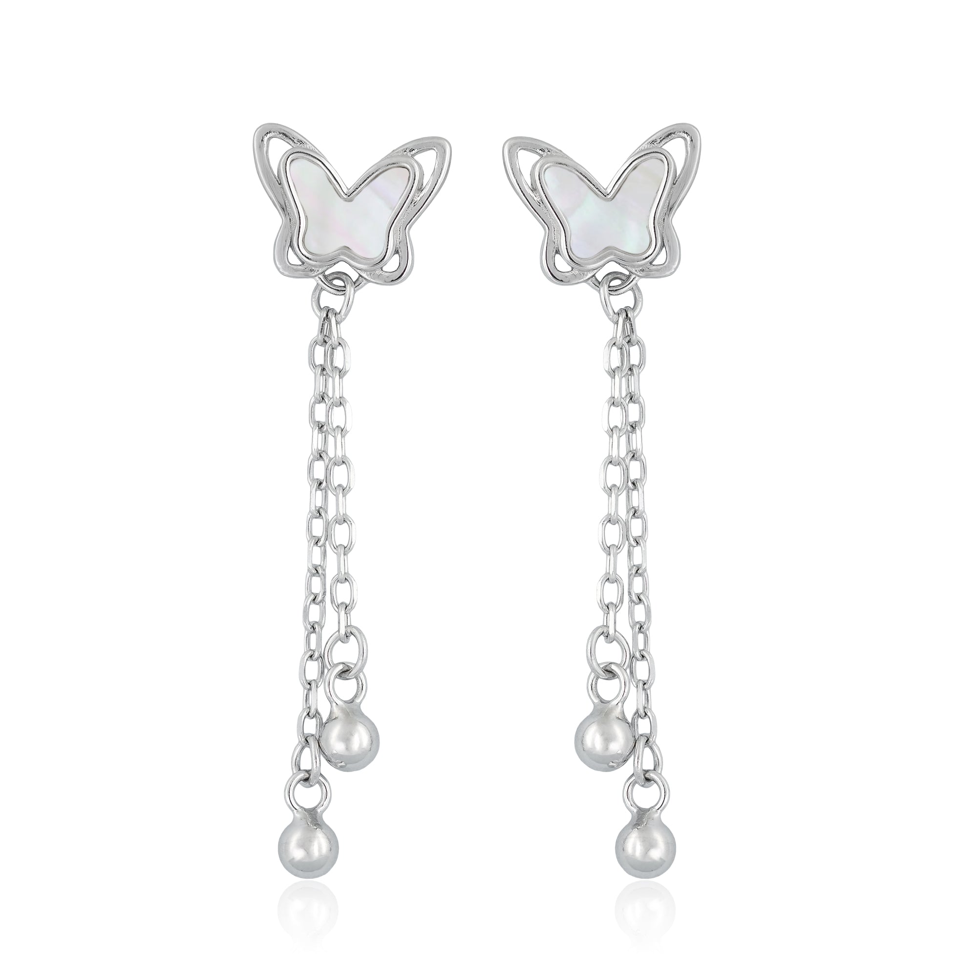 925 sterling silver long earrings butterfly drops 

