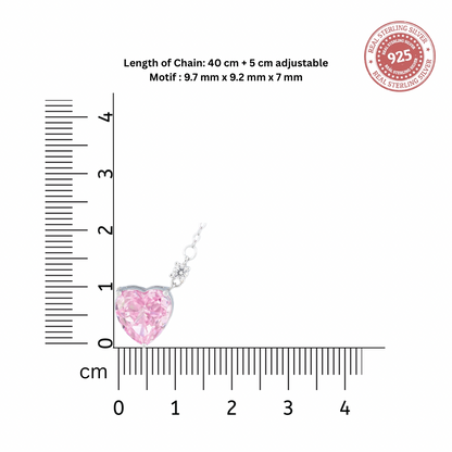 measurement chart for rose pink heart pendant