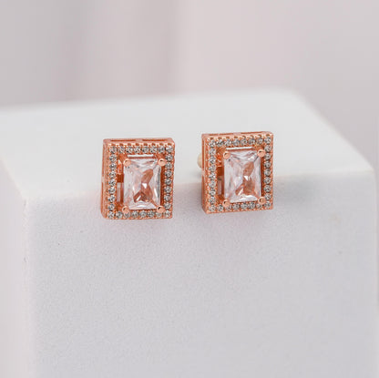 Rosegold Princess Cut Studs