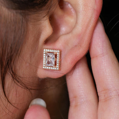 Rosegold Princess Cut Studs